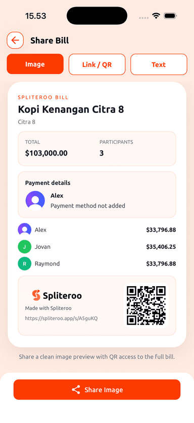 Split & settle up alternate view